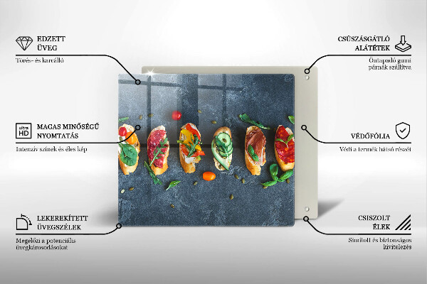 Sklenená doska na krájanie Farebné sendviče