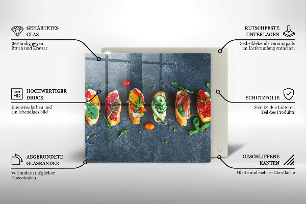 Sklenená doska na krájanie Farebné sendviče