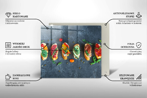Sklenená doska na krájanie Farebné sendviče