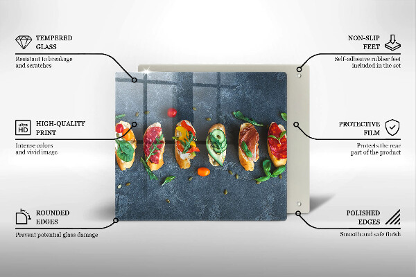 Sklenená doska na krájanie Farebné sendviče