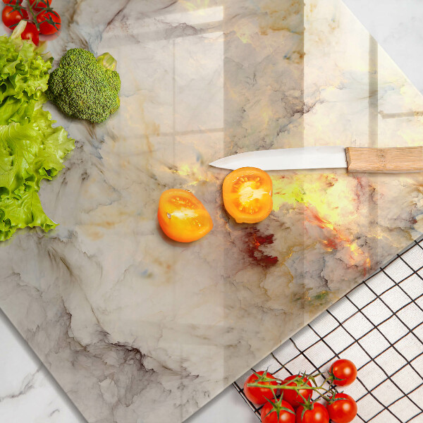 Sklenená doska na krájanie Textúra mramoru so zlatom