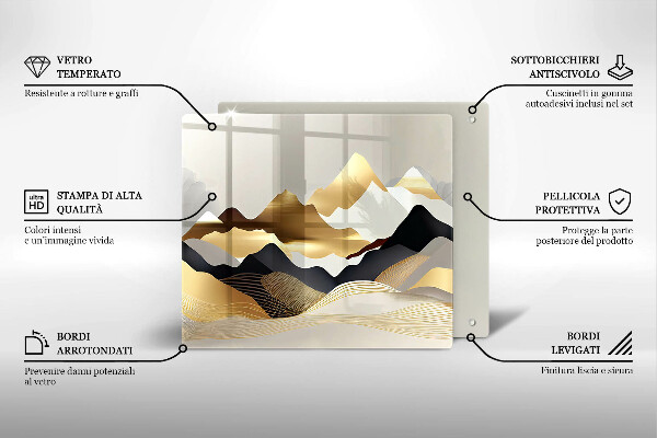 Sklenená doska na krájanie Abstraktné zlaté hory