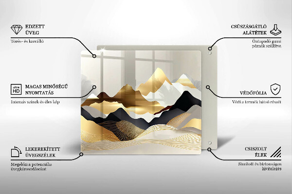 Sklenená doska na krájanie Abstraktné zlaté hory