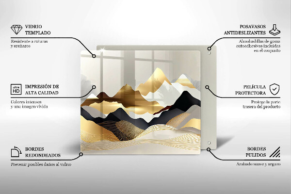 Sklenená doska na krájanie Abstraktné zlaté hory