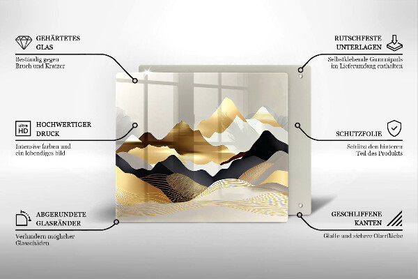 Sklenená doska na krájanie Abstraktné zlaté hory