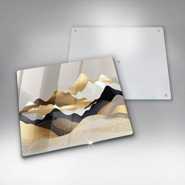 Sklenená doska na krájanie Abstraktné zlaté hory