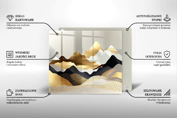 Sklenená doska na krájanie Abstraktné zlaté hory