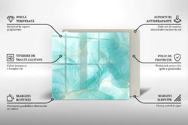 Sklenená doska na krájanie Modrá a zlatá abstrakcia