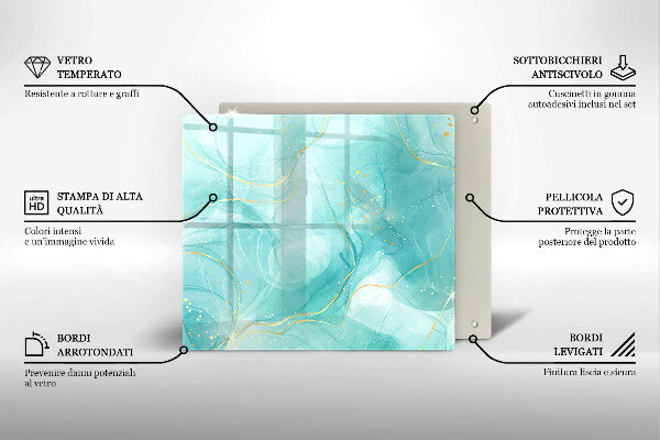 Sklenená doska na krájanie Modrá a zlatá abstrakcia