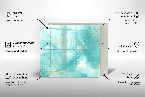 Sklenená doska na krájanie Modrá a zlatá abstrakcia