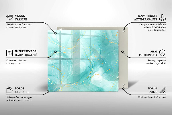 Sklenená doska na krájanie Modrá a zlatá abstrakcia