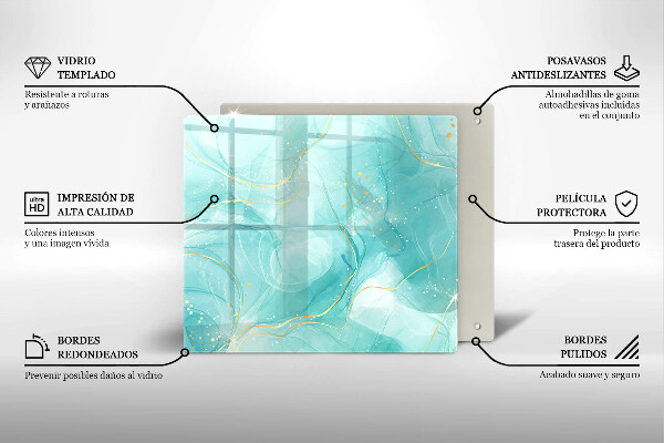 Sklenená doska na krájanie Modrá a zlatá abstrakcia