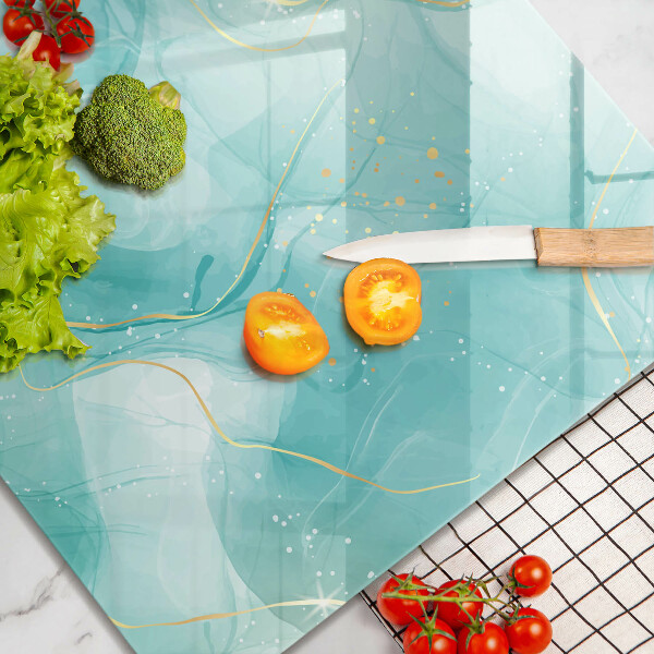 Sklenená doska na krájanie Modrá a zlatá abstrakcia