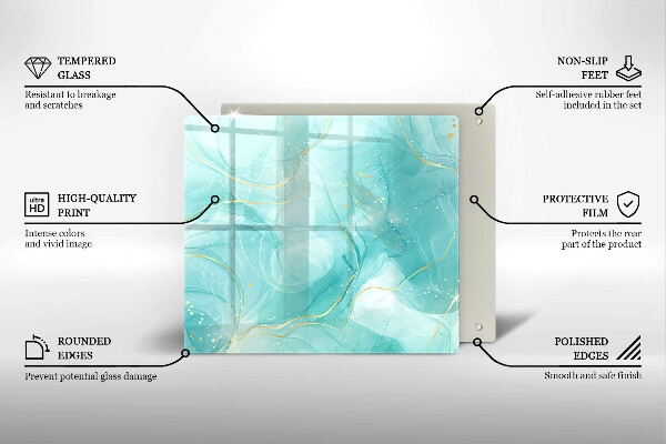 Sklenená doska na krájanie Modrá a zlatá abstrakcia