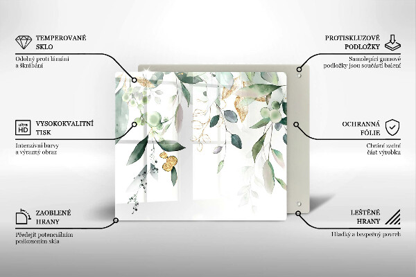 Sklenená doska na krájanie Akvarelové listy