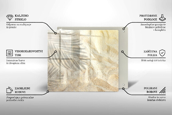 Sklenená doska na krájanie Palmové listy a piesok