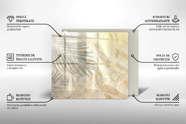 Sklenená doska na krájanie Palmové listy a piesok