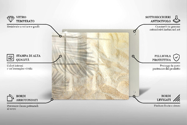 Sklenená doska na krájanie Palmové listy a piesok