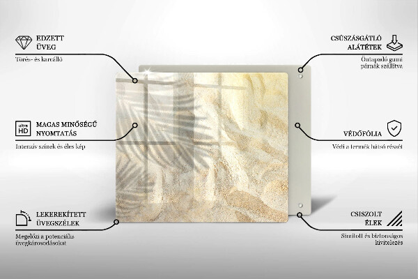 Sklenená doska na krájanie Palmové listy a piesok