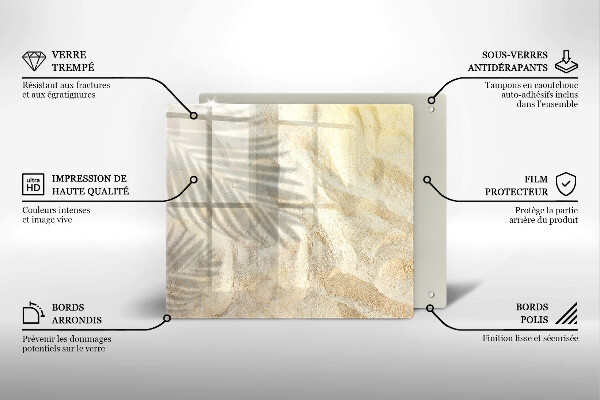 Sklenená doska na krájanie Palmové listy a piesok