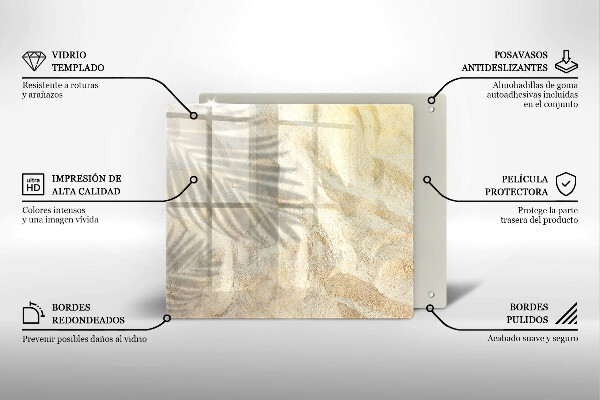 Sklenená doska na krájanie Palmové listy a piesok