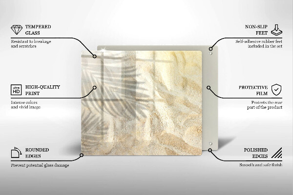 Sklenená doska na krájanie Palmové listy a piesok