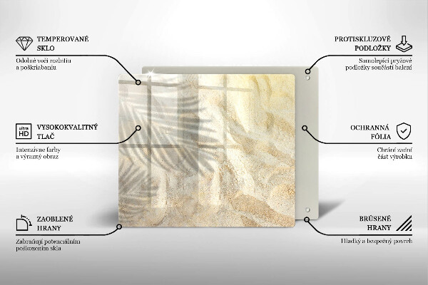 Sklenená doska na krájanie Palmové listy a piesok