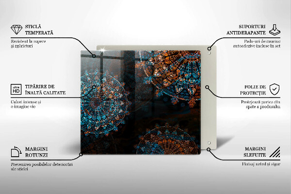 Sklenená doska na krájanie Boho vintage kolesá