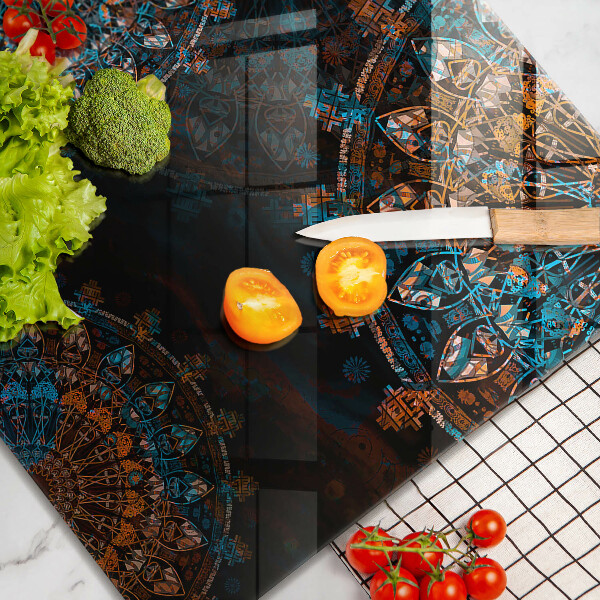 Sklenená doska na krájanie Boho vintage kolesá