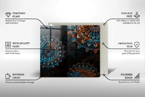 Sklenená doska na krájanie Boho vintage kolesá