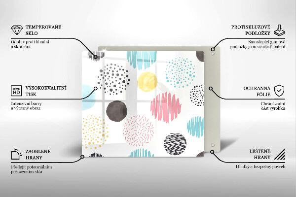 Sklenená doska na krájanie Maľované tvary