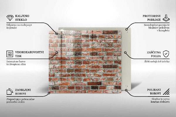 Sklenená doska na krájanie Stará tehlová stena
