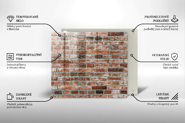 Sklenená doska na krájanie Stará tehlová stena
