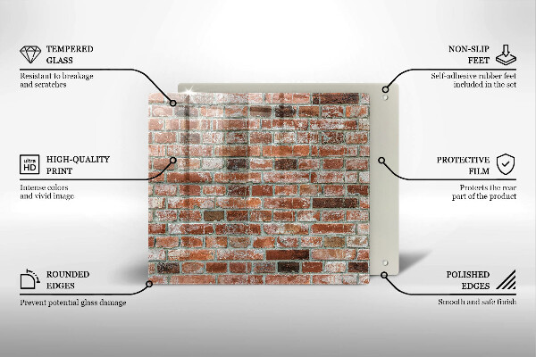 Sklenená doska na krájanie Stará tehlová stena