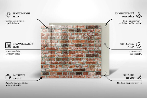 Sklenená doska na krájanie Stará tehlová stena