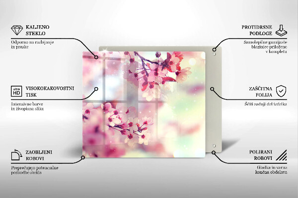 Sklenená doska na krájanie Prírodné kvety jabloní