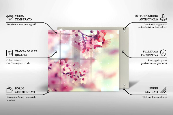 Sklenená doska na krájanie Prírodné kvety jabloní