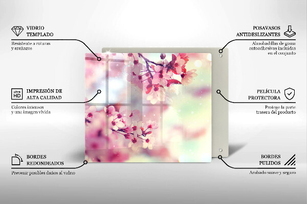 Sklenená doska na krájanie Prírodné kvety jabloní