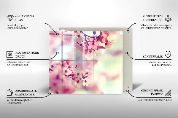 Sklenená doska na krájanie Prírodné kvety jabloní