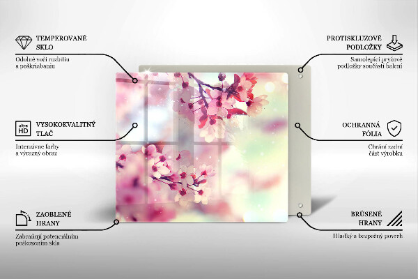 Sklenená doska na krájanie Prírodné kvety jabloní