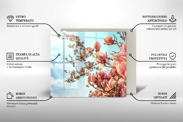 Sklenená doska na krájanie Ružové kvety strom
