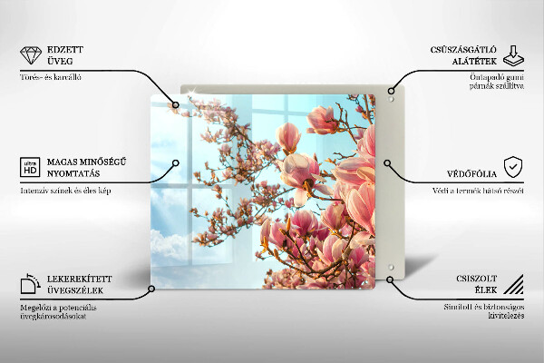 Sklenená doska na krájanie Ružové kvety strom