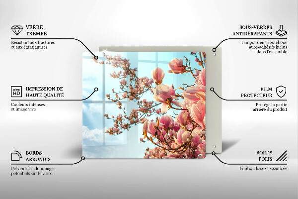 Sklenená doska na krájanie Ružové kvety strom