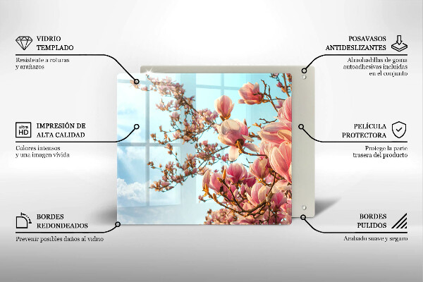 Sklenená doska na krájanie Ružové kvety strom