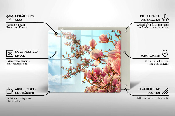 Sklenená doska na krájanie Ružové kvety strom