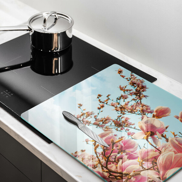 Sklenená doska na krájanie Ružové kvety strom