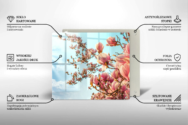 Sklenená doska na krájanie Ružové kvety strom