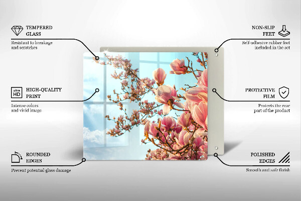 Sklenená doska na krájanie Ružové kvety strom