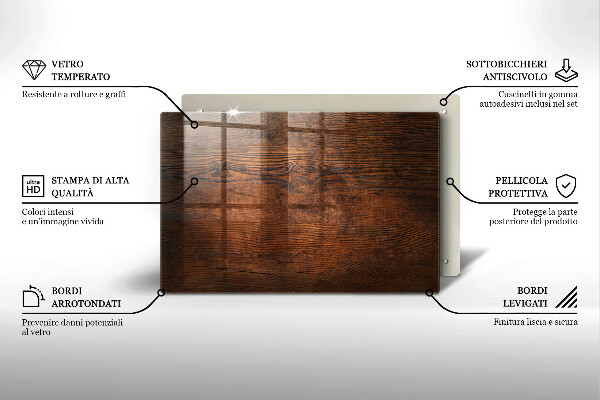 Kuchynská doska zo skla Doska z tmavého dreva