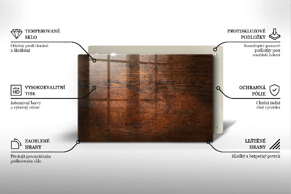 Kuchynská doska zo skla Doska z tmavého dreva
